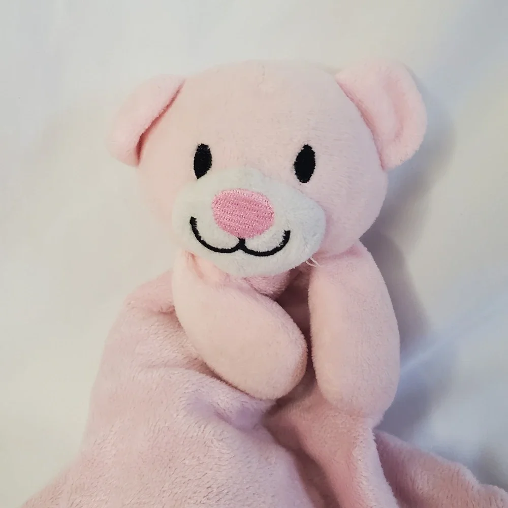 Little Beginnings Lovey Security Blanket Pink Bear Minky Dots Baby 12